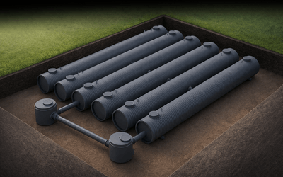 Przechwytujący system retencyjny z dużą pojemnością buforową